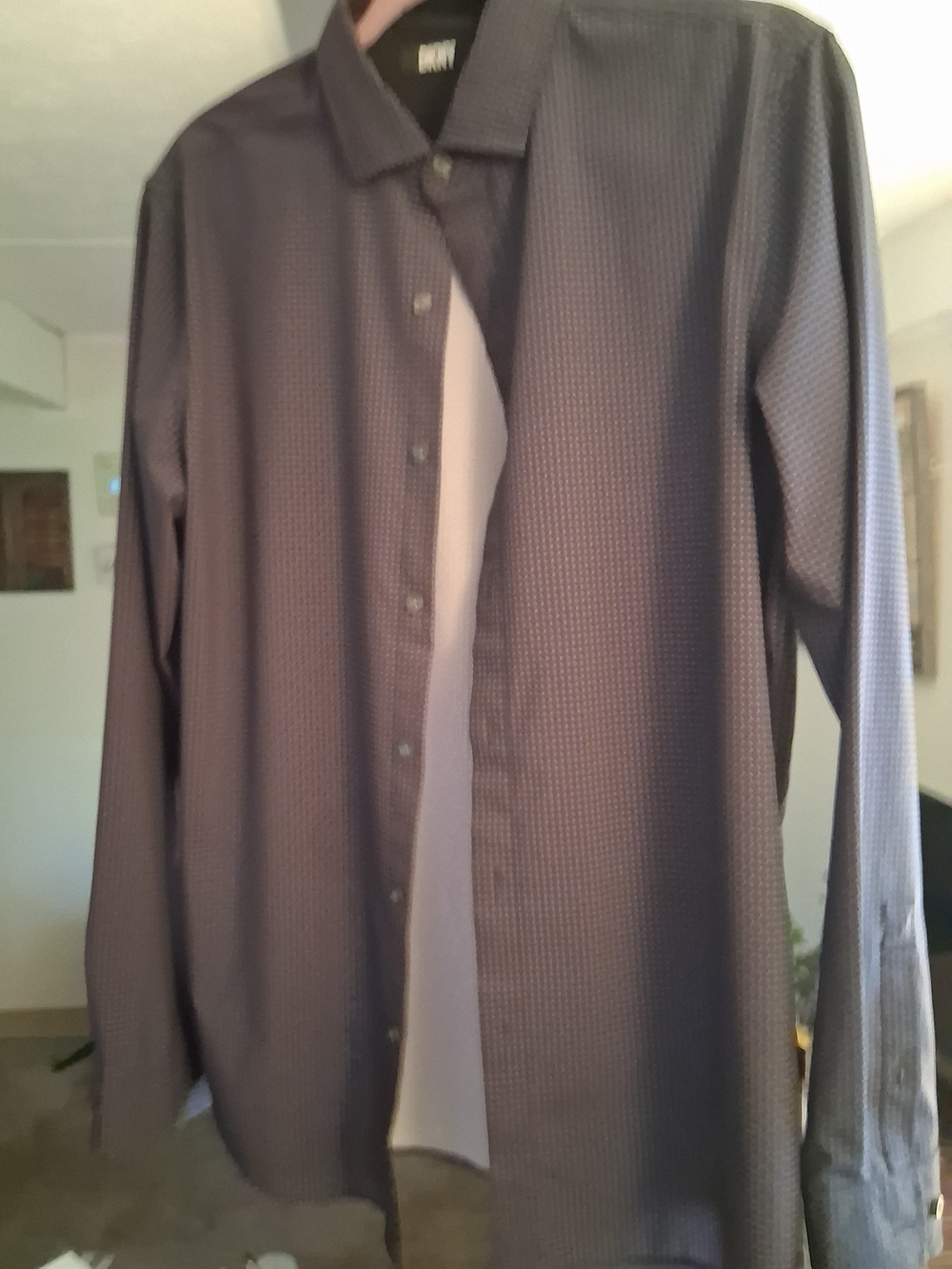 DKNY Navy Printed Button-Up